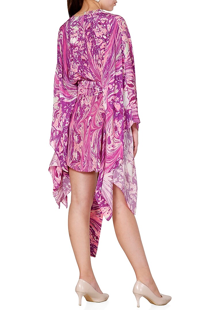 Purple Digital Printed Kaftan Tunic by Limerick By Abirr N' Nanki at Pernia's Pop Up Shop