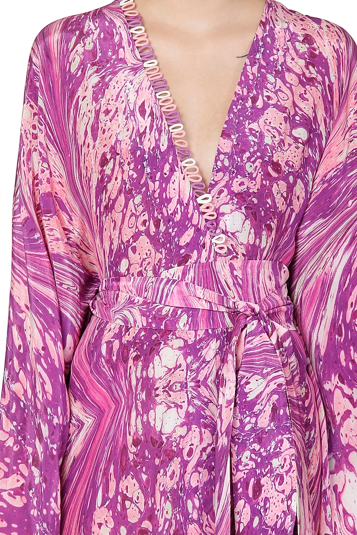 Purple Digital Printed Kaftan Tunic by Limerick By Abirr N' Nanki at Pernia's Pop Up Shop