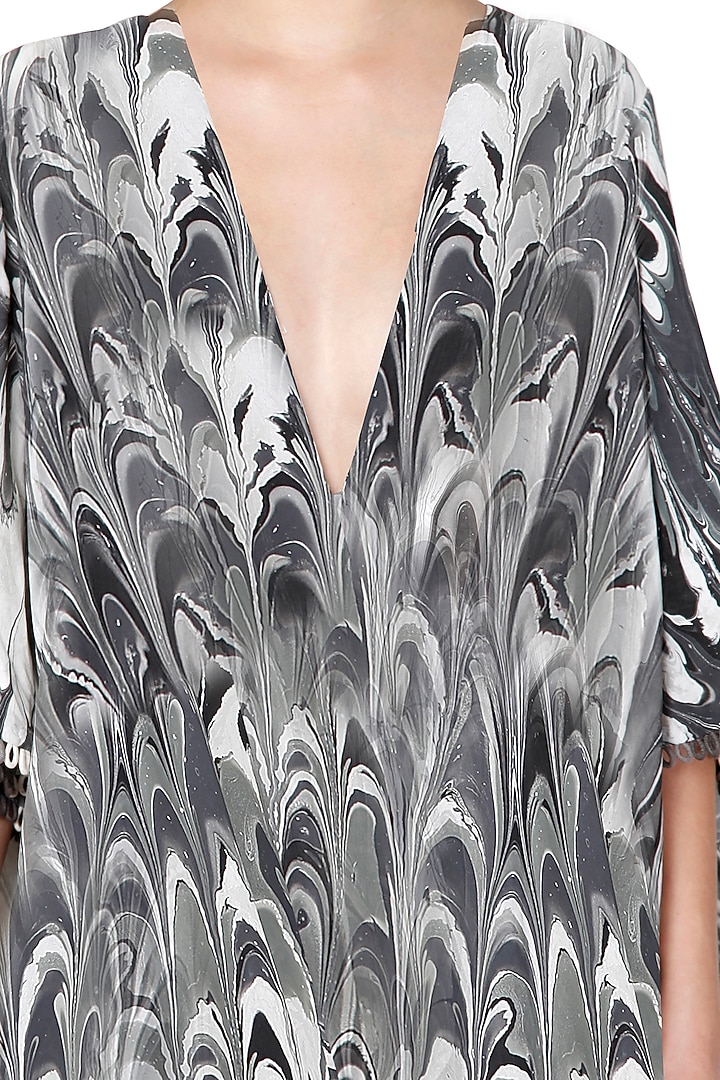 Black & Grey Printed Drape Summer Dress by Limerick By Abirr N' Nanki at Pernia's Pop Up Shop