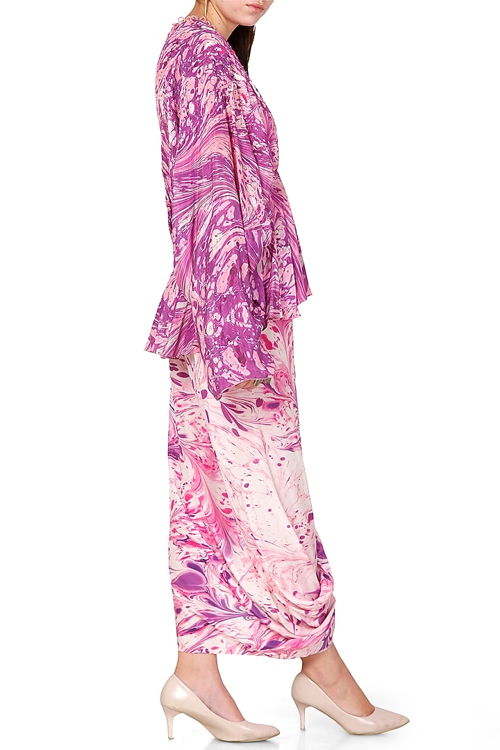 Purple & Ivory Printed Skirt by Limerick By Abirr N' Nanki at Pernia's Pop Up Shop