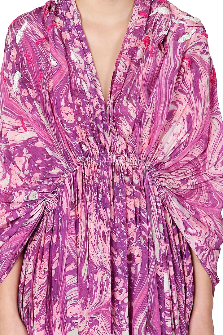 Purple Printed Cape Style Jacket Vacation Dress by Limerick By Abirr N' Nanki at Pernia's Pop Up Shop