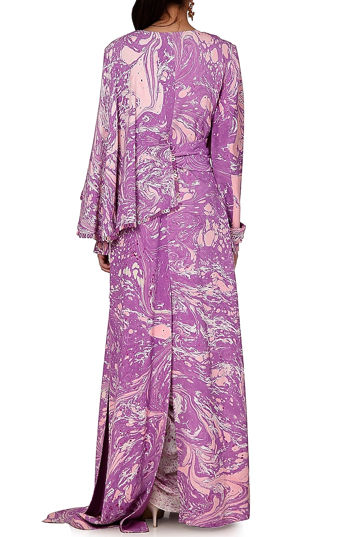 Purple & Ivory Digital Printed Skirt by Limerick By Abirr N' Nanki at Pernia's Pop Up Shop