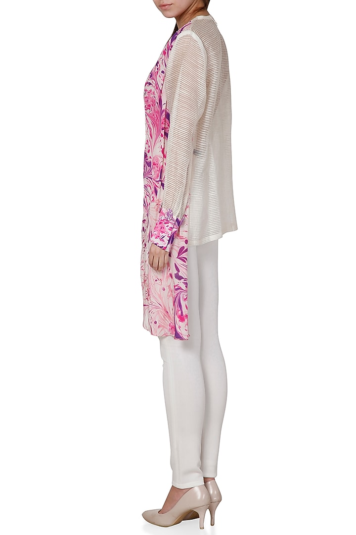 Purple & Ivory Printed Shirt With Embroidery by Limerick By Abirr N' Nanki at Pernia's Pop Up Shop