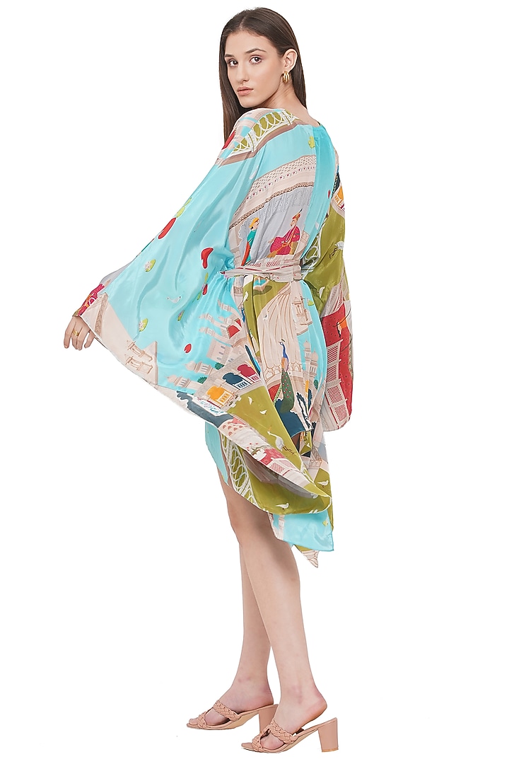 Multi-Coloured Printed Kaftan Summer Dress by Limerick By Abirr N' Nanki at Pernia's Pop Up Shop