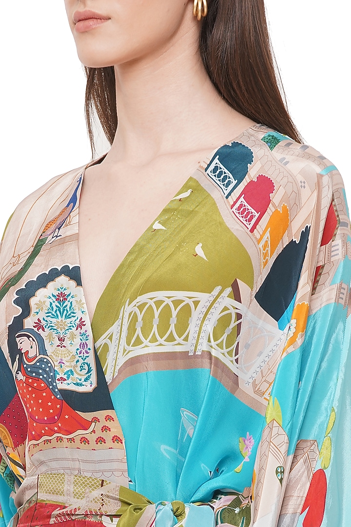 Multi-Coloured Printed Kaftan Summer Dress by Limerick By Abirr N' Nanki at Pernia's Pop Up Shop
