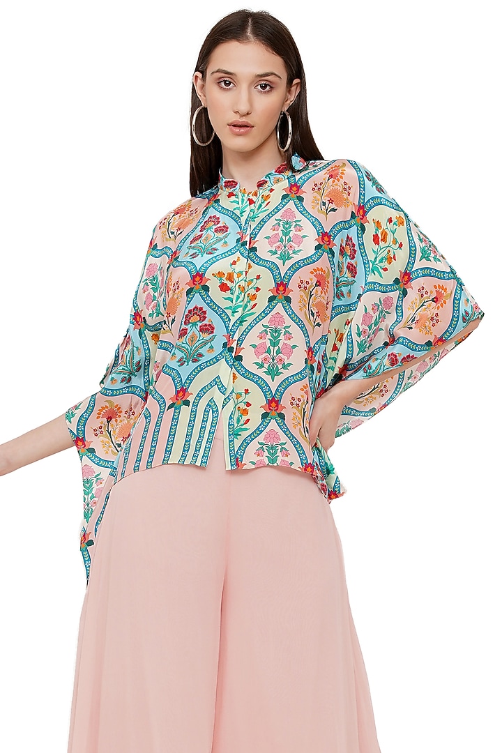 Multi-Coloured Printed Kaftan Shirt by Limerick By Abirr N' Nanki at Pernia's Pop Up Shop
