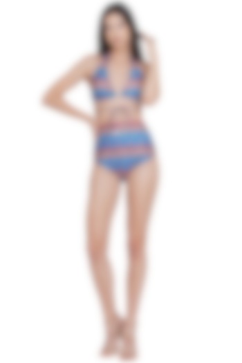 Cobalt Blue Printed Bikini Set by Limerick By Abirr N' Nanki at Pernia's Pop Up Shop