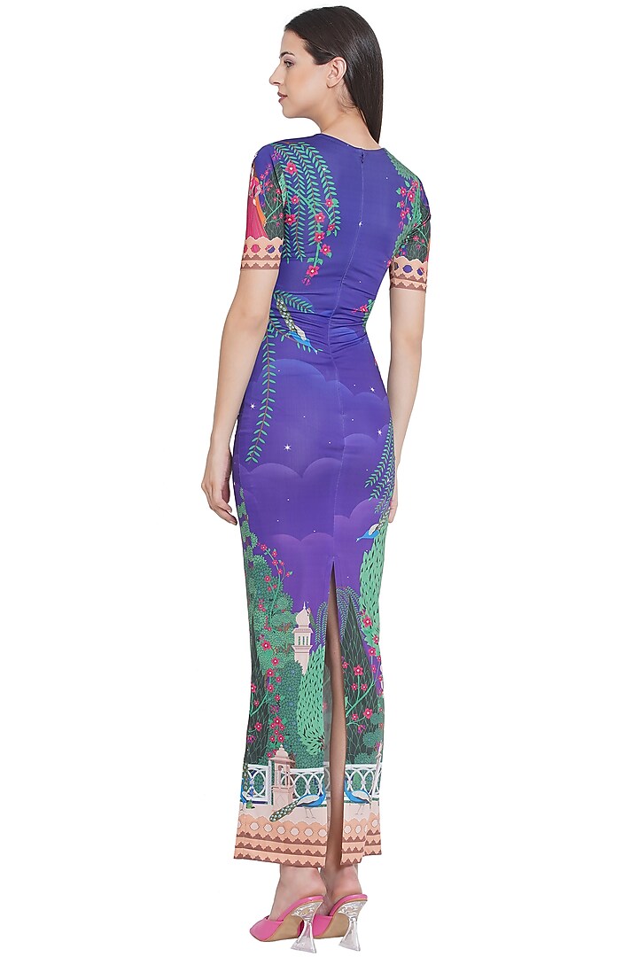Purple Printed Vacation Dress by Limerick By Abirr N' Nanki at Pernia's Pop Up Shop