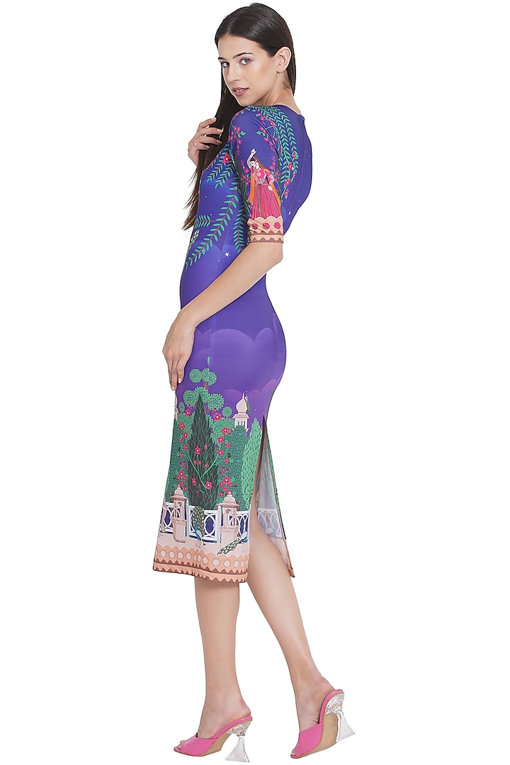 Purple Printed Midi Vacation Dress by Limerick By Abirr N' Nanki at Pernia's Pop Up Shop
