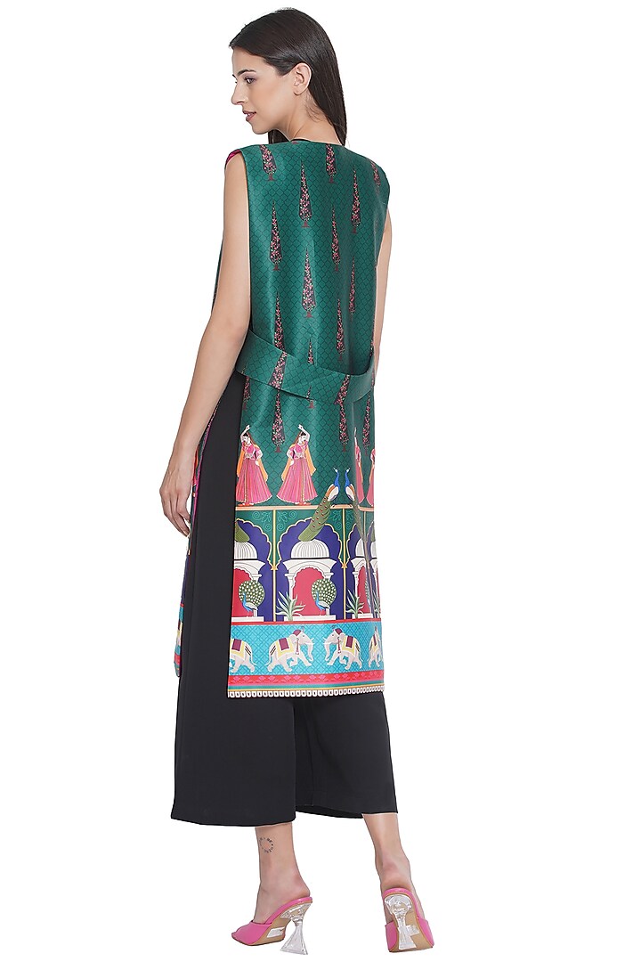 Dark Green Printed Jacket by Limerick By Abirr N' Nanki at Pernia's Pop Up Shop