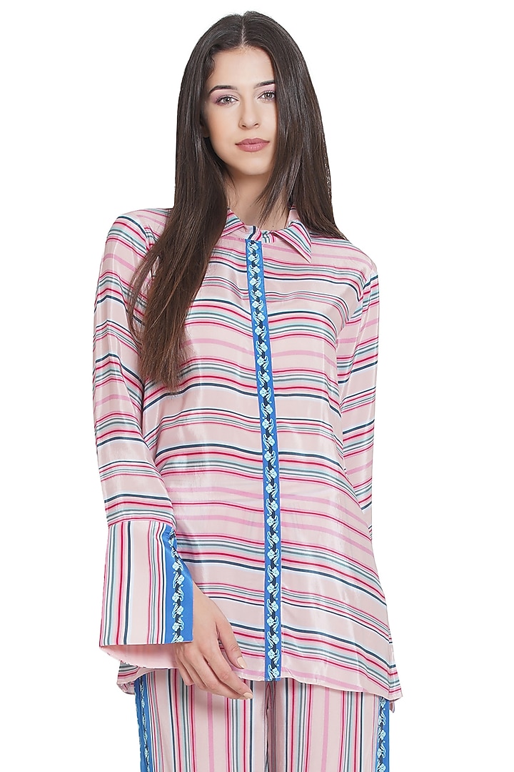 Pink Printed Shirt by Limerick By Abirr N' Nanki at Pernia's Pop Up Shop