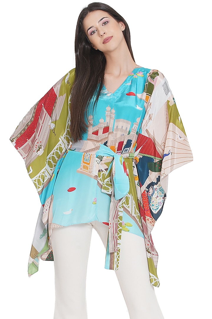 Multi-Coloured Printed Kaftan Top by Limerick By Abirr N' Nanki at Pernia's Pop Up Shop