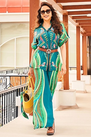 Multi-Colored Crepe Printed Pants by Limerick By Abirr N' Nanki