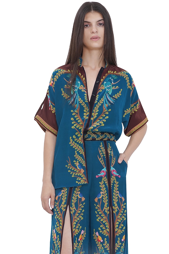 Multi-Colored Crepe Printed Shirt by Limerick By Abirr N' Nanki at Pernia's Pop Up Shop