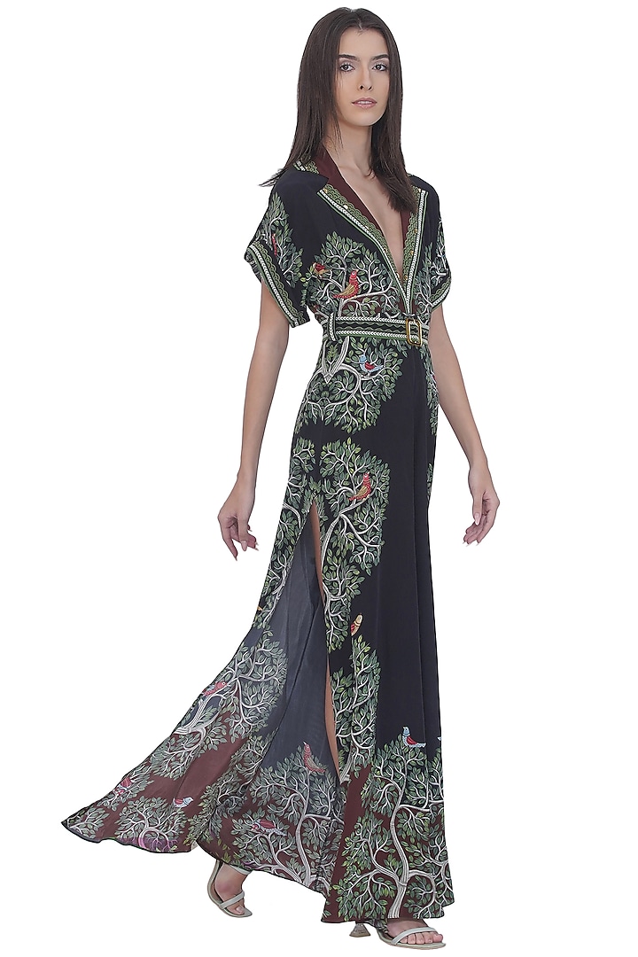 Multi-Colored Crepe Printed & Embroidered Jumpsuit by Limerick By Abirr N' Nanki at Pernia's Pop Up Shop