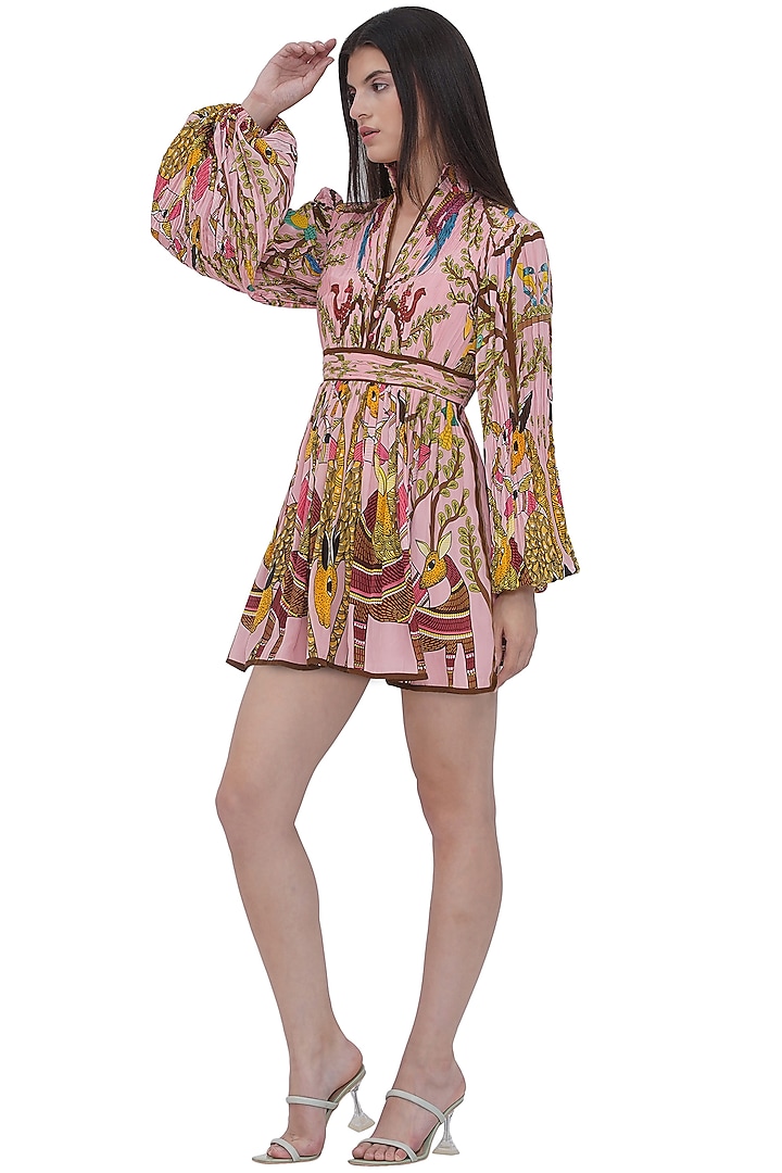 Multi-Colored Crepe Engineered Printed Mini Vacation Dress by Limerick By Abirr N' Nanki at Pernia's Pop Up Shop