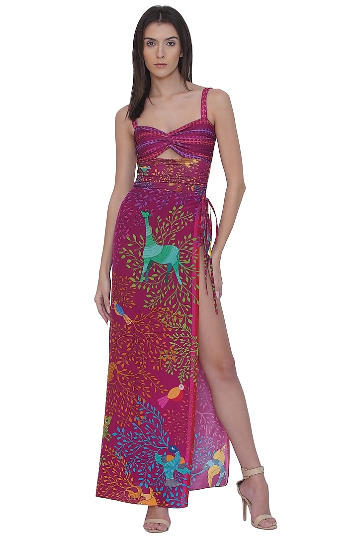 Multi-Colored Crepe Printed Tie-Up Sarong by Limerick By Abirr N' Nanki at Pernia's Pop Up Shop