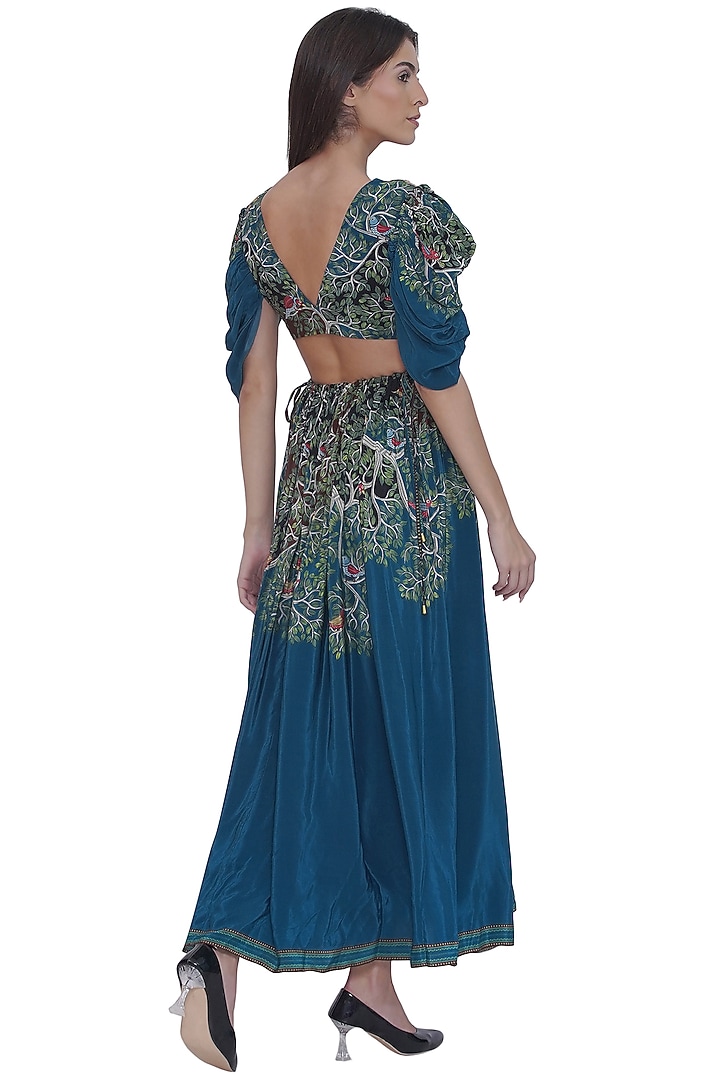 Blue Crepe Printed Cut-Out Vacation Dress by Limerick By Abirr N' Nanki at Pernia's Pop Up Shop