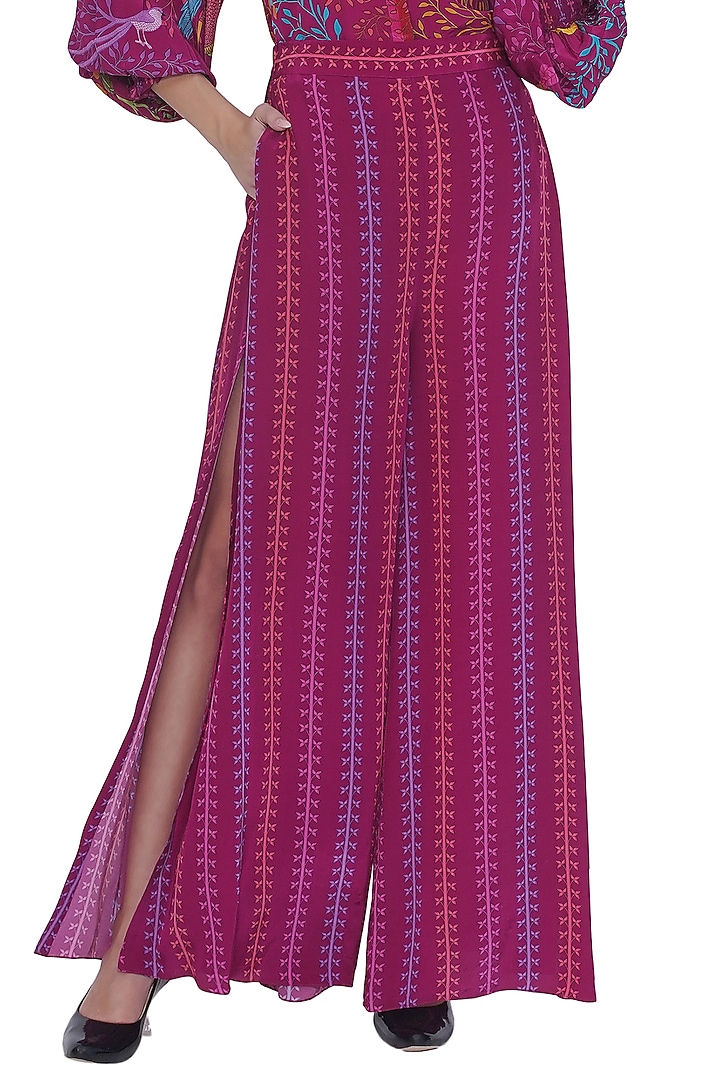 Pnk repe Placement Printed Flared Pants by Limerick By Abirr N' Nanki at Pernia's Pop Up Shop