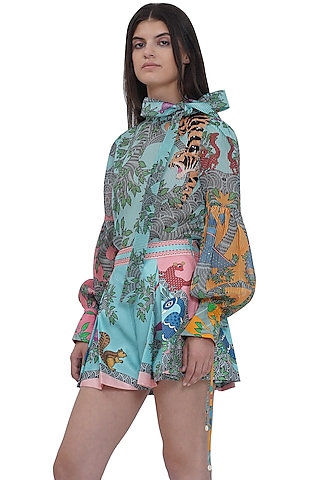 Multi-Colored Stripe Textured Organza Sequins Embroidered Top by Limerick By Abirr N' Nanki