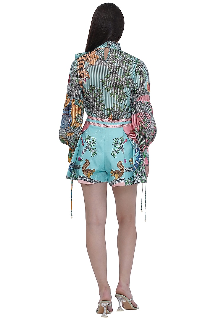 Multi-Colored Stripe Textured Organza Sequins Embroidered Top by Limerick By Abirr N' Nanki at Pernia's Pop Up Shop