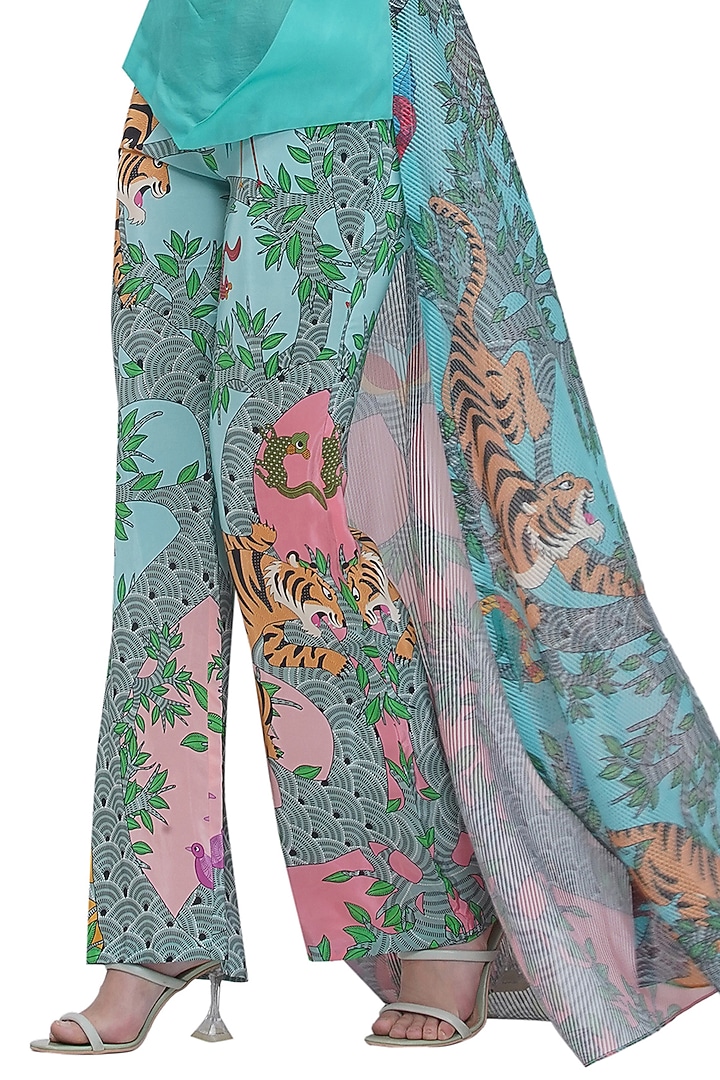 Multi-Colored Crepe Printed Straight Fit Trousers by Limerick By Abirr N' Nanki at Pernia's Pop Up Shop