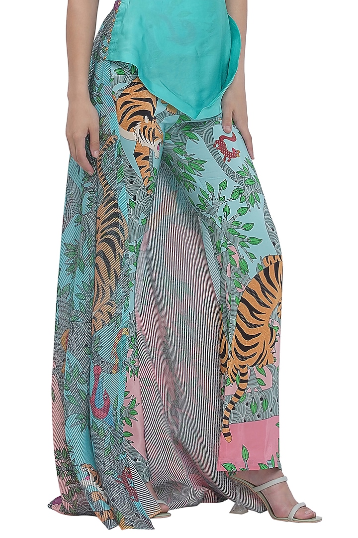 Multi-Colored Crepe Printed Straight Fit Trousers by Limerick By Abirr N' Nanki at Pernia's Pop Up Shop