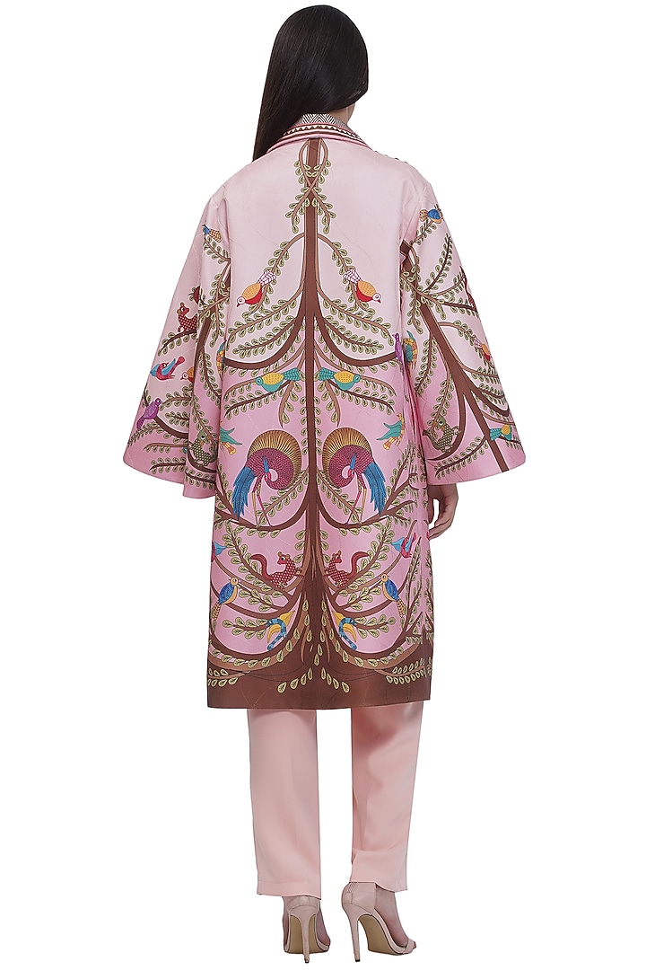 Multi-Colored Scallop Textured Satin Printed Jacket by Limerick By Abirr N' Nanki at Pernia's Pop Up Shop