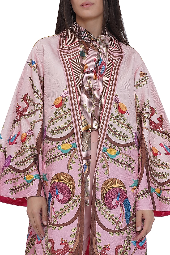 Multi-Colored Scallop Textured Satin Printed Jacket by Limerick By Abirr N' Nanki at Pernia's Pop Up Shop