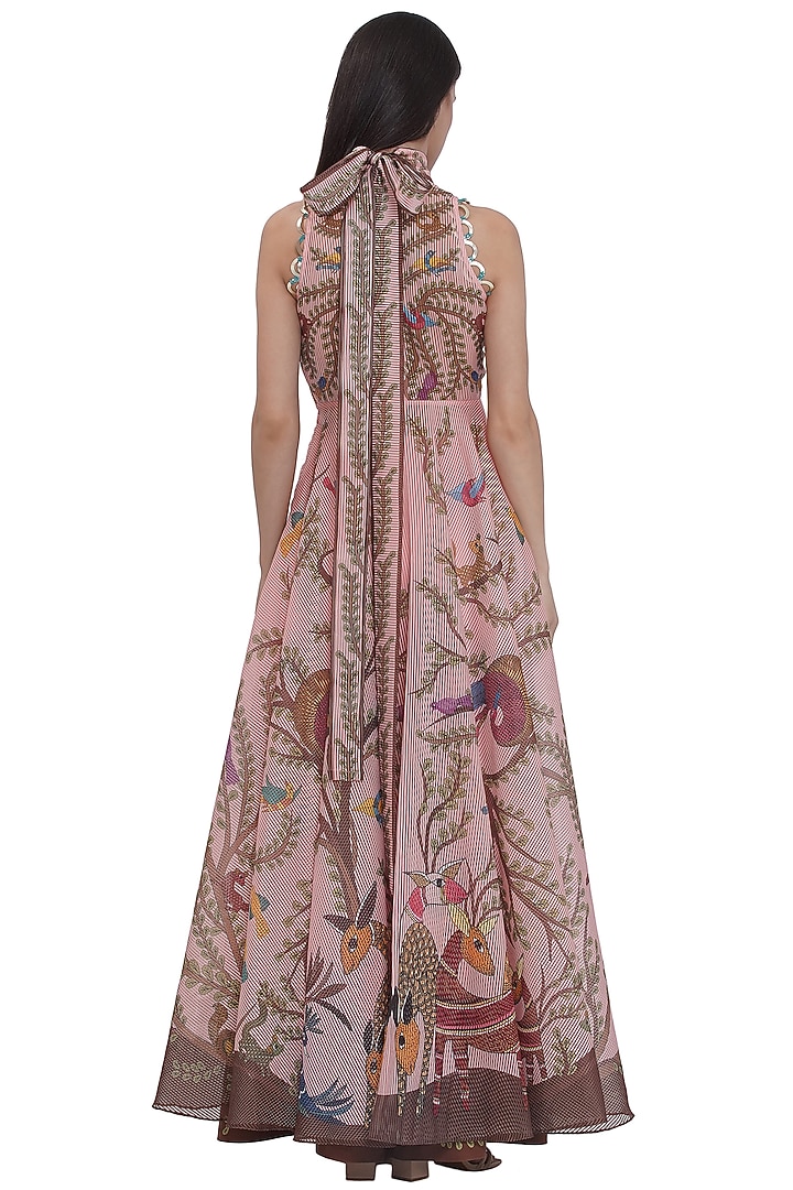 Multi-Colored Striped Textured Organza Embellished Halter-Neck Tunic by Limerick By Abirr N' Nanki at Pernia's Pop Up Shop