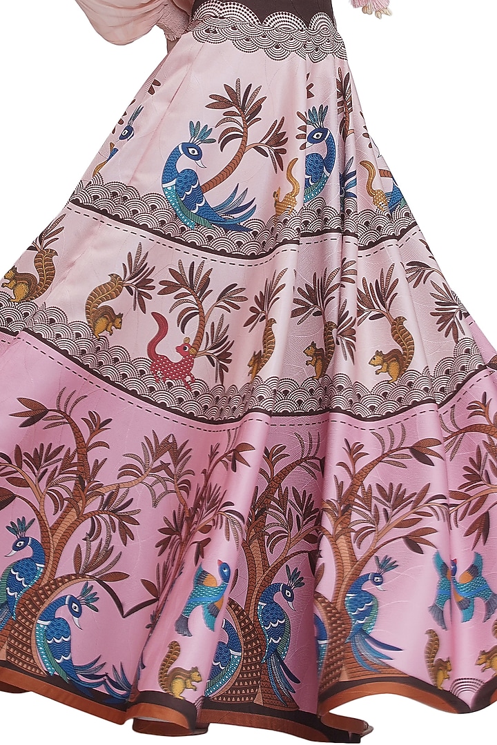 Multi-Colored Scallop Textured Satin Floral Printed Skirt by Limerick By Abirr N' Nanki at Pernia's Pop Up Shop