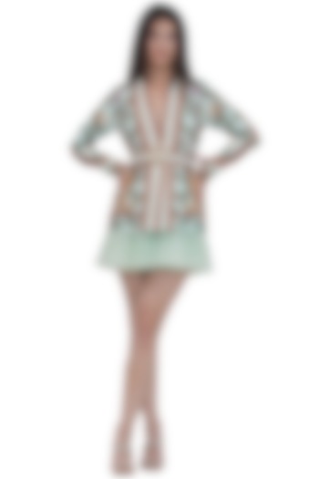 Blue Organza Mini Skirt by Limerick By Abirr N' Nanki at Pernia's Pop Up Shop