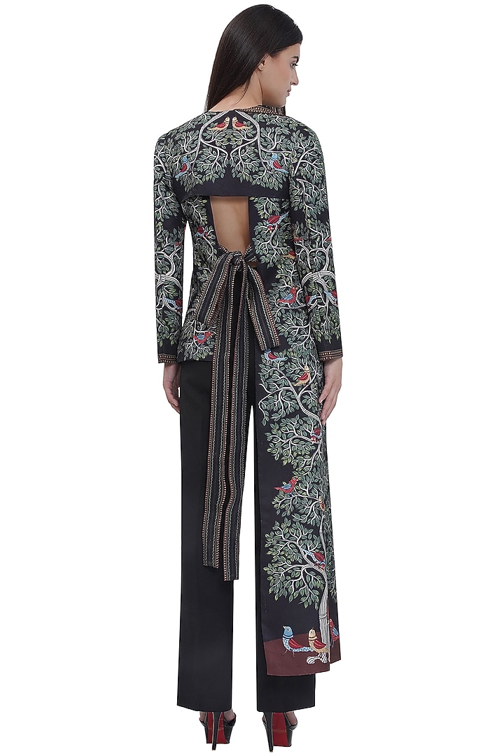 Multi-Colored Stripes Textured Organza Printed Asymmetric Jacket by Limerick By Abirr N' Nanki at Pernia's Pop Up Shop