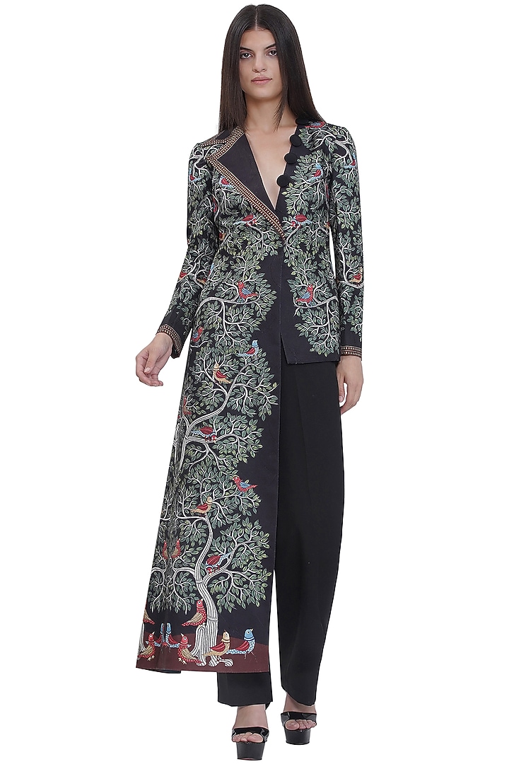 Multi-Colored Stripes Textured Organza Printed Asymmetric Jacket by Limerick By Abirr N' Nanki at Pernia's Pop Up Shop