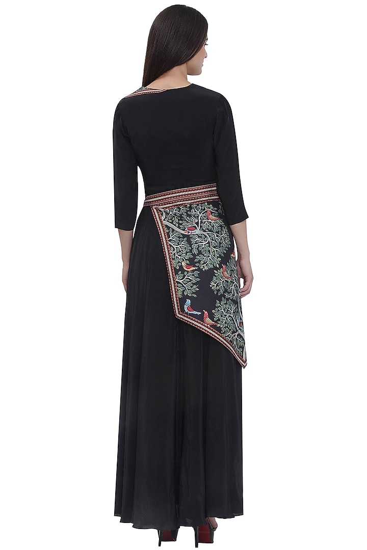 Multi-Colored Crepe Printed Jacket Vacation Dress With Belt by Limerick By Abirr N' Nanki at Pernia's Pop Up Shop