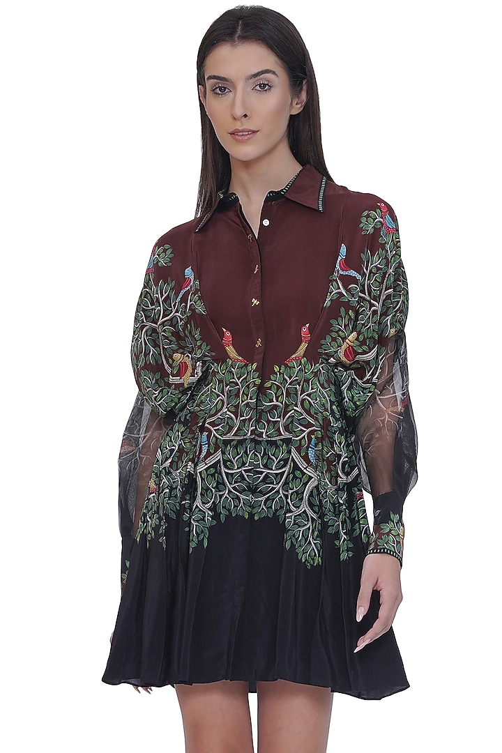 Multi-Colored Crepe Printed Draped Mini Summer Dress by Limerick By Abirr N' Nanki at Pernia's Pop Up Shop