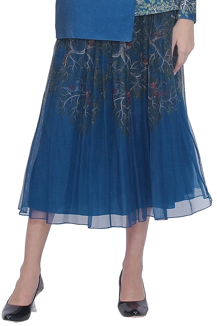 Blue Organza Flared Skirt by Limerick By Abirr N' Nanki at Pernia's Pop Up Shop