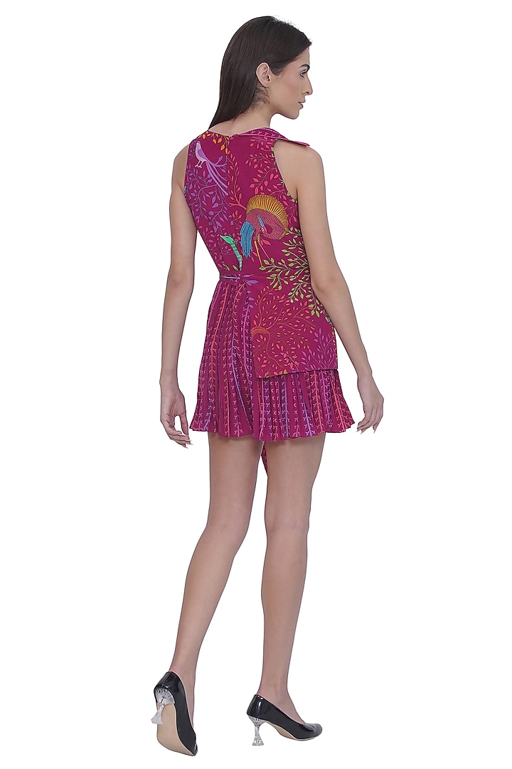Pink Crepe Printed Tie-Up Wrap Playsuit by Limerick By Abirr N' Nanki at Pernia's Pop Up Shop