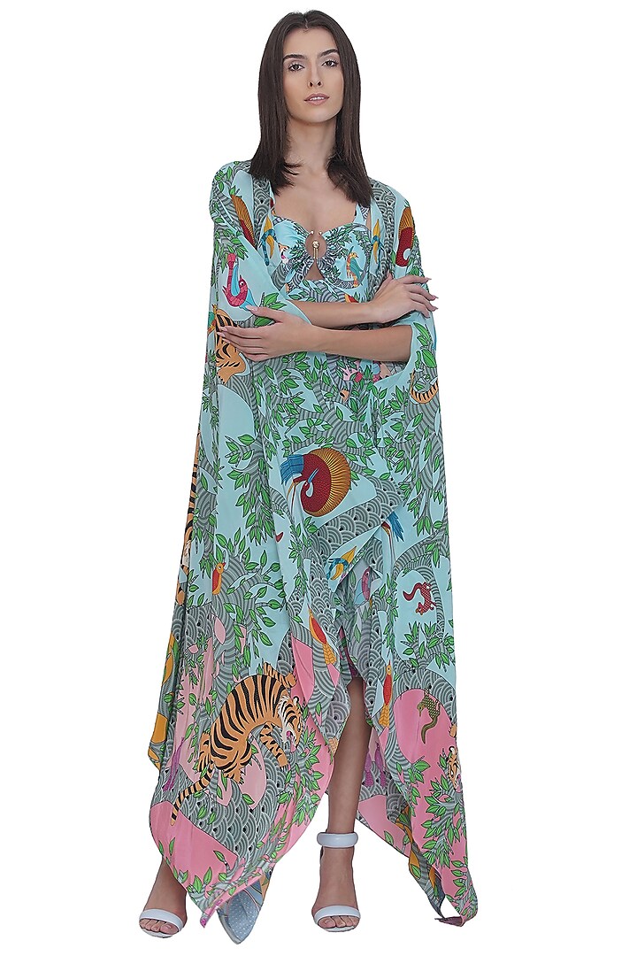 Multi-Colored Crepe Printed Cape by Limerick By Abirr N' Nanki at Pernia's Pop Up Shop