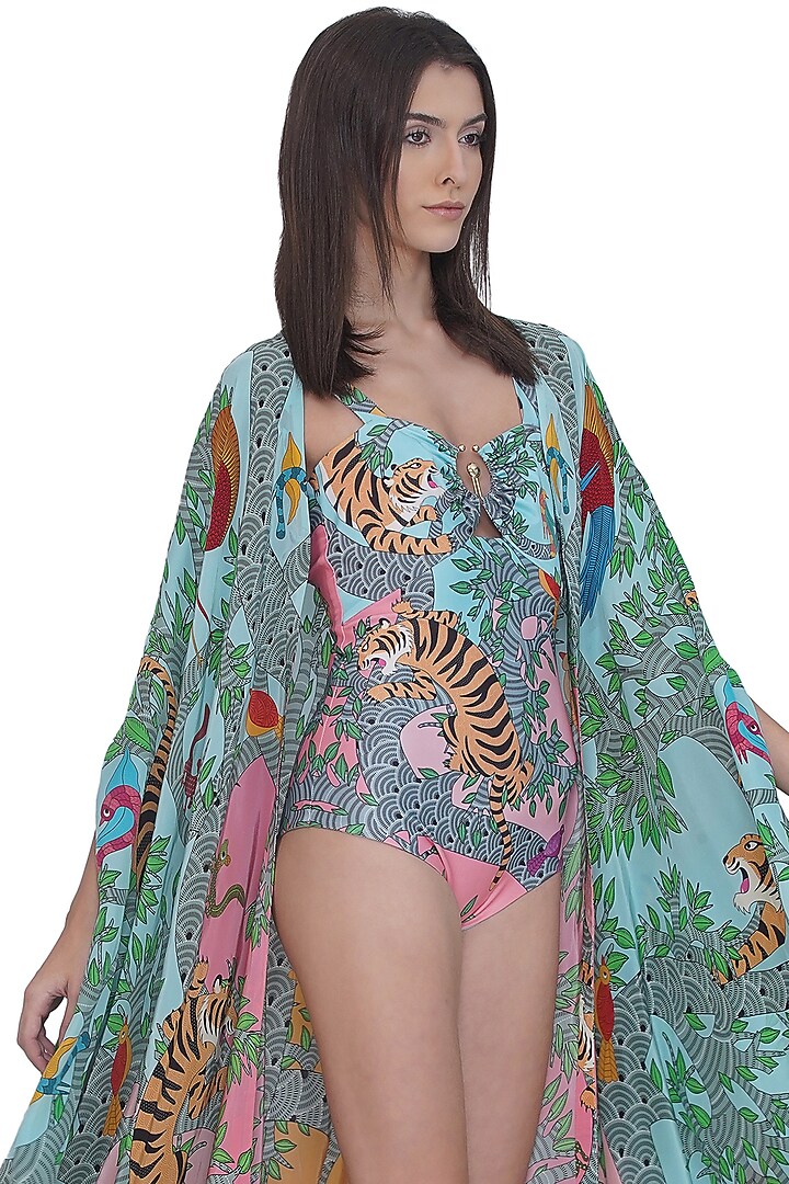 Multi-Colored Crepe Printed Cape by Limerick By Abirr N' Nanki at Pernia's Pop Up Shop