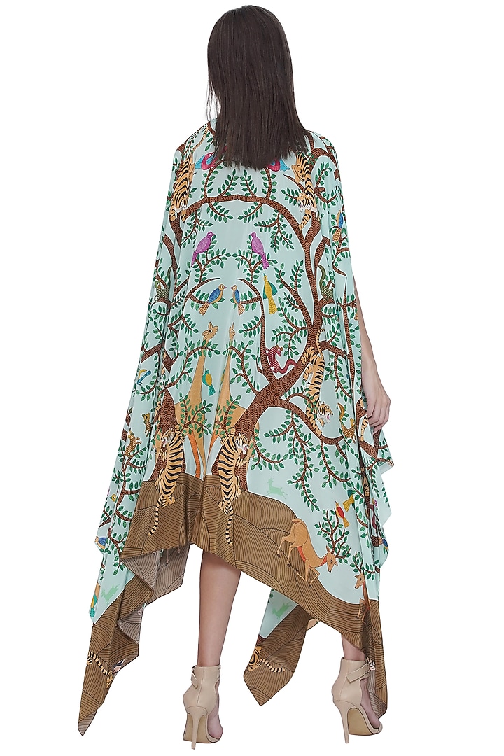 Multi-Colored Crepe Printed Flowy Cape by Limerick By Abirr N' Nanki at Pernia's Pop Up Shop