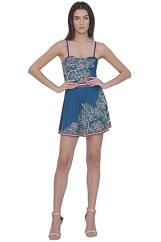 Multi-Colored Spandex Printed Mini Skirt by Limerick By Abirr N' Nanki