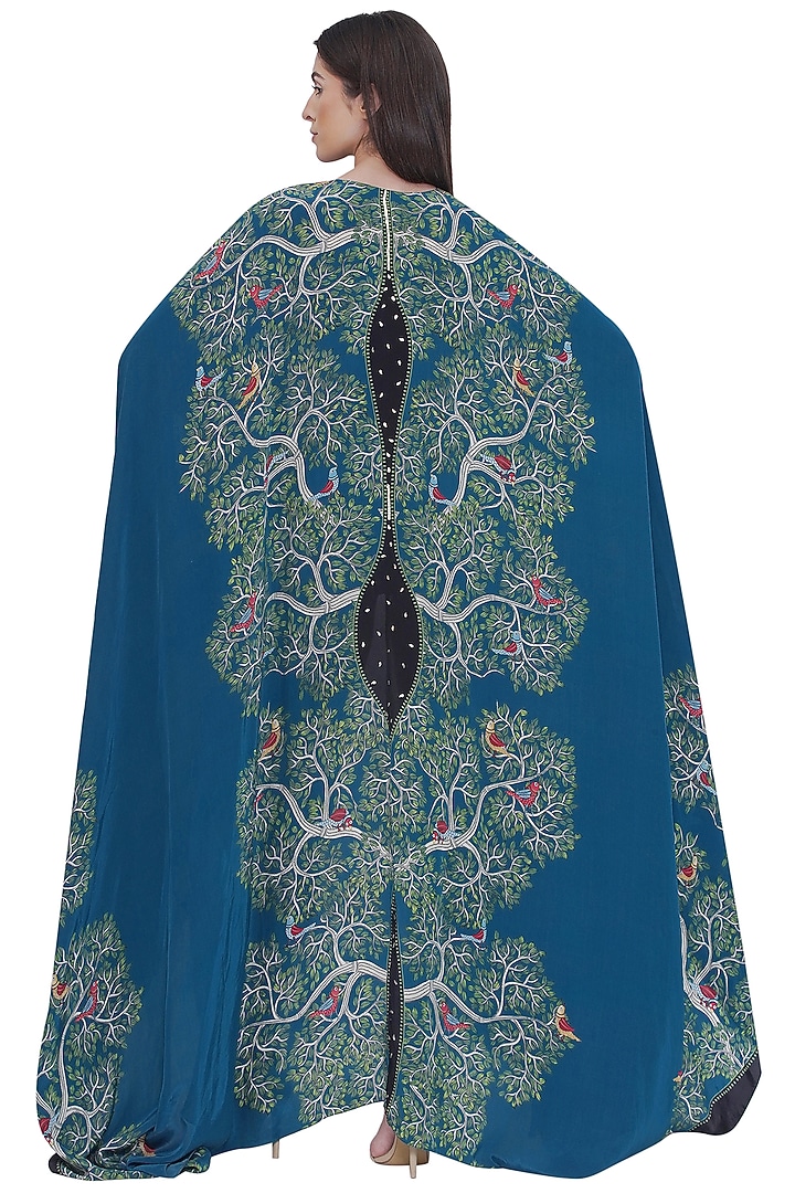 Multi-Colored Crepe Printed Flowy Cape by Limerick By Abirr N' Nanki at Pernia's Pop Up Shop