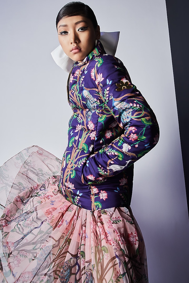 Indigo Blue Printed Jacket by Limerick By Abirr N' Nanki at Pernia's Pop Up Shop