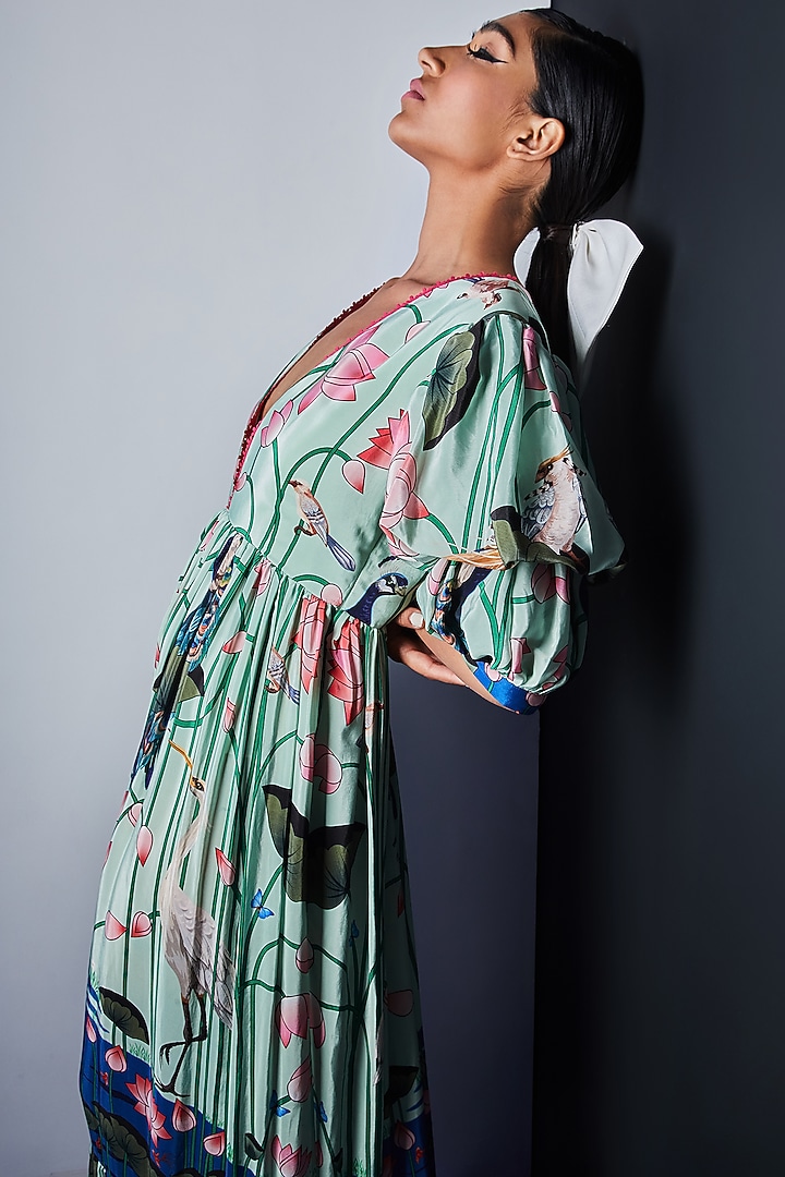 Blue Embroidered Maxi Vacation Dress by Limerick By Abirr N' Nanki at Pernia's Pop Up Shop