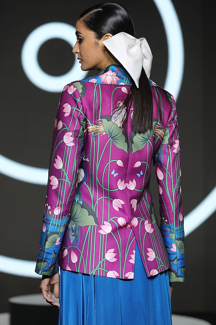 Purple Printed Jacket by Limerick By Abirr N' Nanki at Pernia's Pop Up Shop