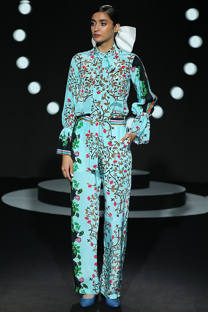 Blue Printed Pants by Limerick By Abirr N' Nanki at Pernia's Pop Up Shop