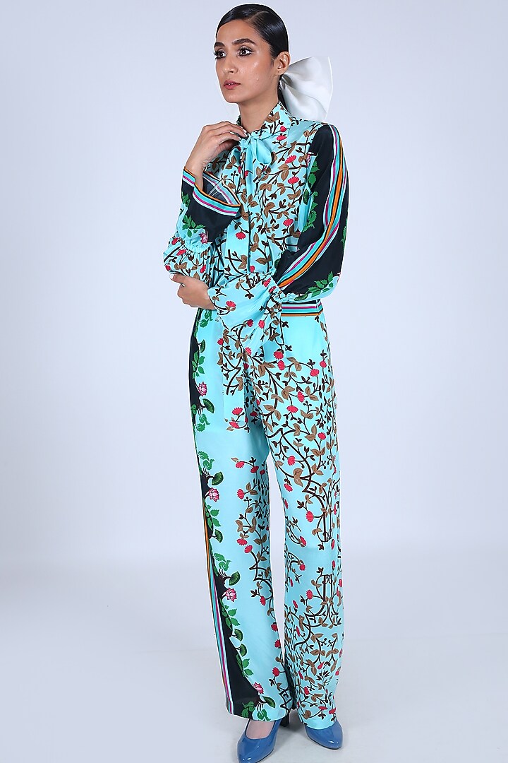 Blue Printed Pants by Limerick By Abirr N' Nanki at Pernia's Pop Up Shop