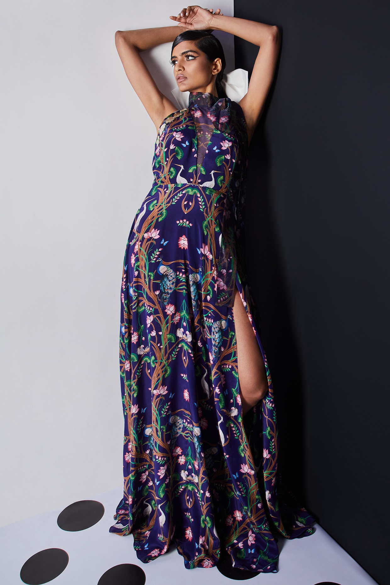 Blue embroidered shop maxi dress