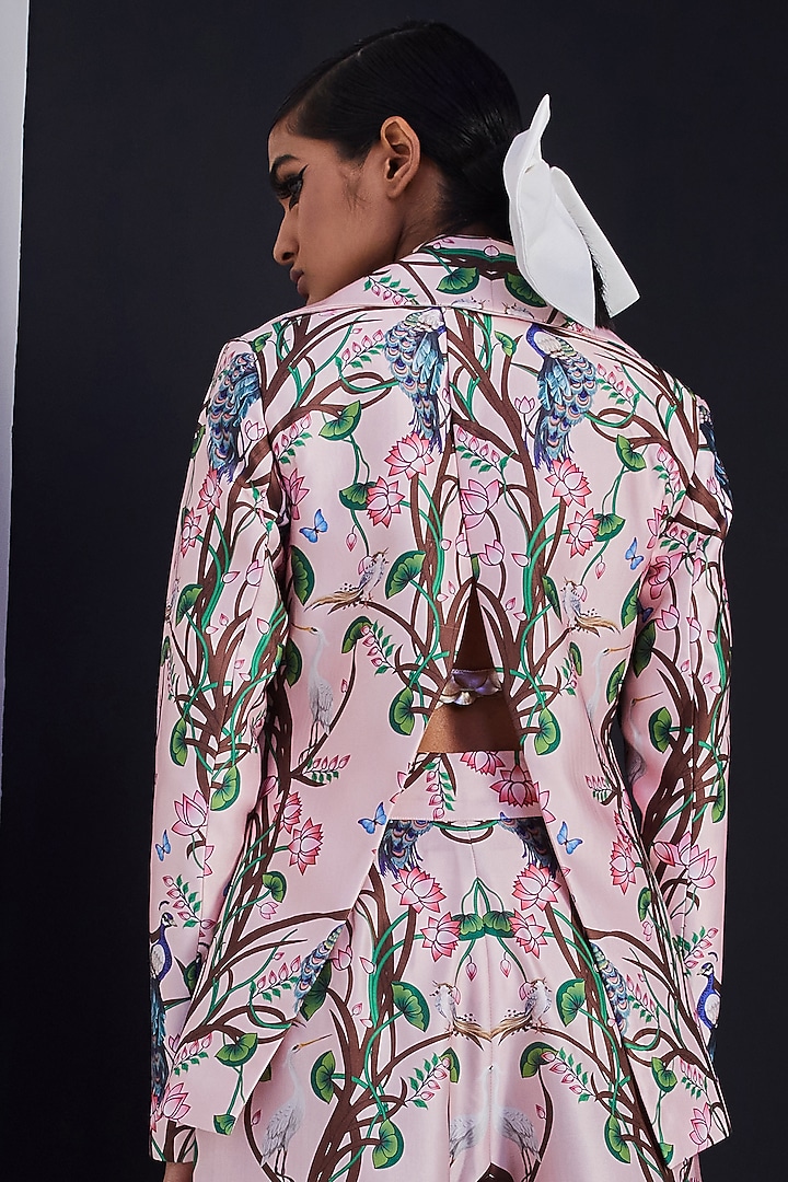 Pink Printed Jacket by Limerick By Abirr N' Nanki at Pernia's Pop Up Shop